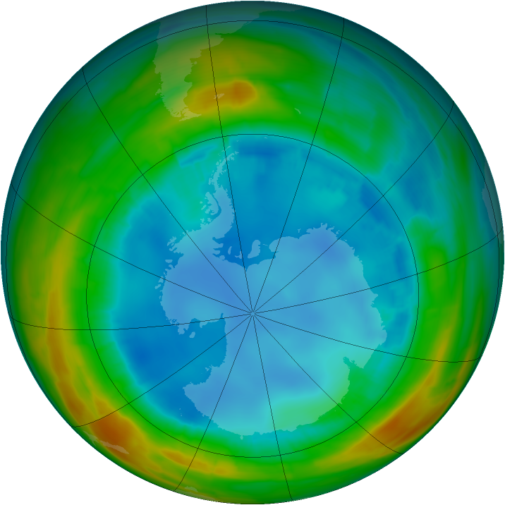 Antarctic ozone map for 12 August 2014